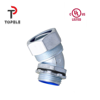 Zink Liquid Tight Flexible Conduit Fittings Connector 45° Hoek NPT UL Lijst DNJ
