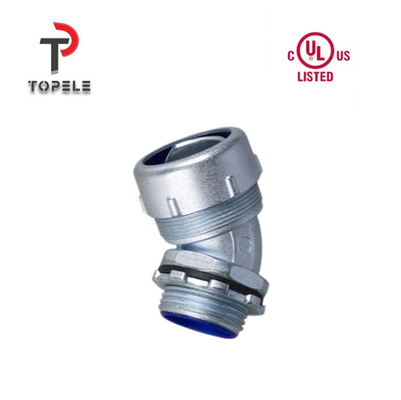 Zink Liquid Tight Flexible Conduit Fittings Connector 45° Hoek NPT UL Lijst DNJ