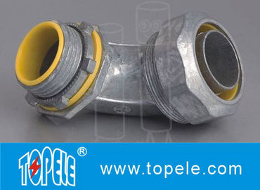 Blauw / geel Zink gietijpen Flexible Liquid Tight Conduit Connector Fittings 90 graden