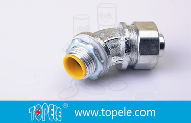Blauw / geel Zink gietijpen Flexible Liquid Tight Conduit Connector Fittings 90 graden
